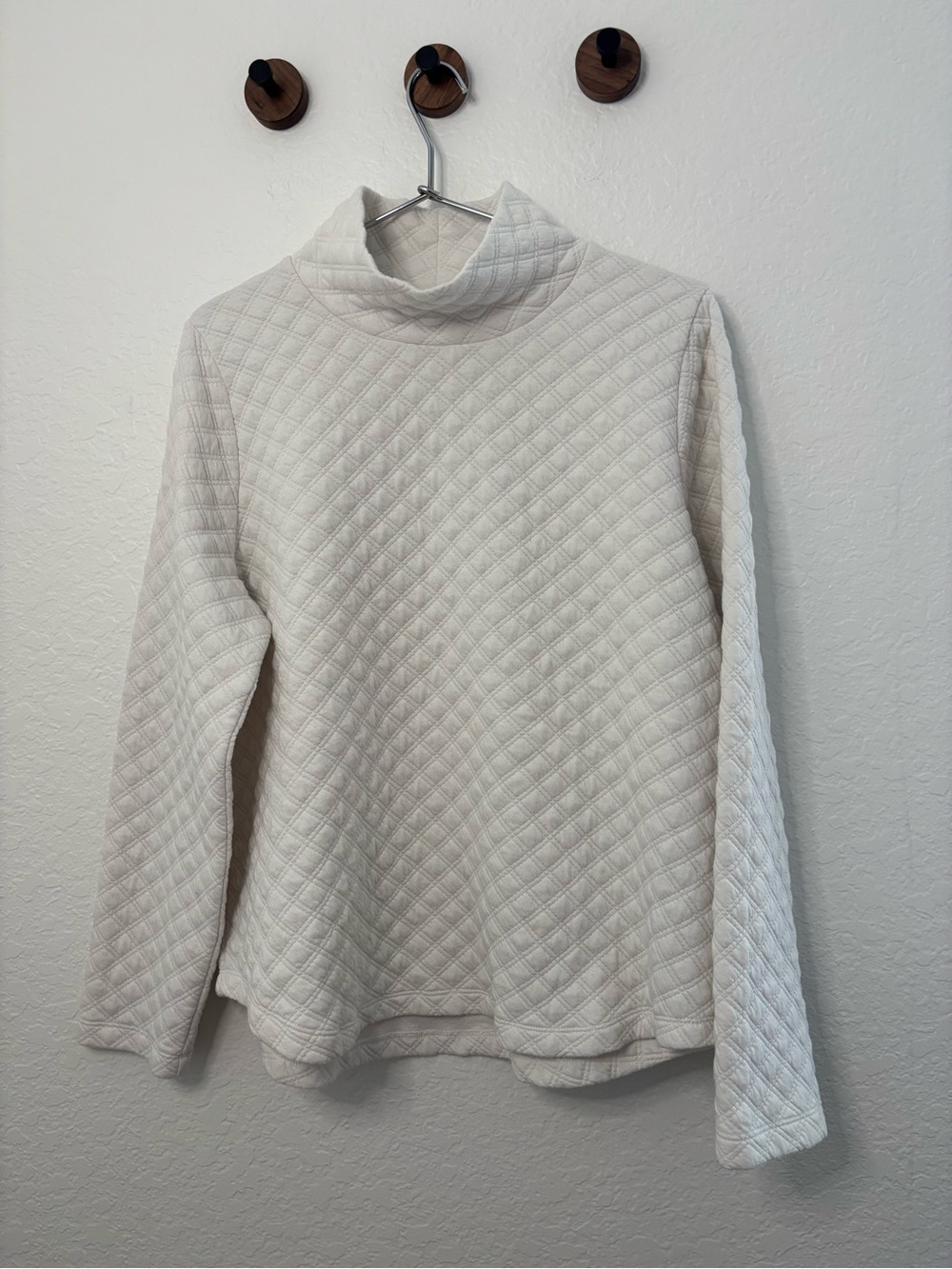 J. Crew Cream Quilted Turtleneck Pullover